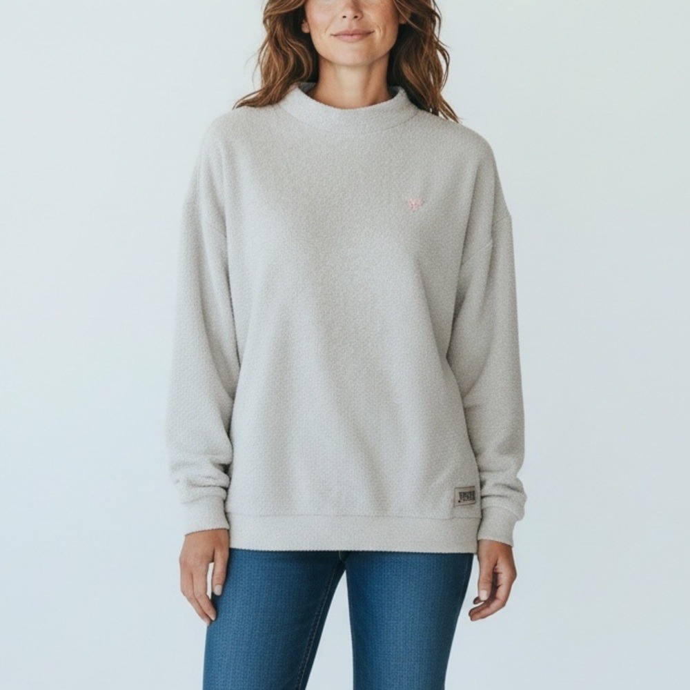 Victoria's Secret PINK Boucle Mock Neck Sweatshirt Women S Grey